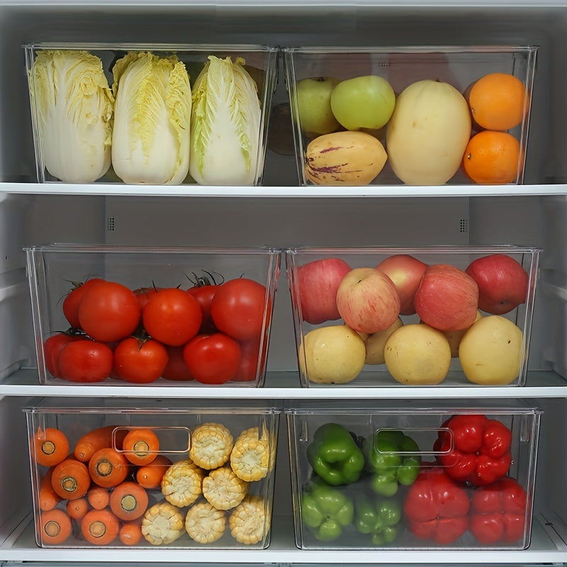 4pcs Set PET Refrigerator Storage Boxes Stackable Transparent Fresh Keeping Box