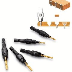5pcs Woodworking Countersink Drill Bit Set for Pilot Holes 5-12 Size