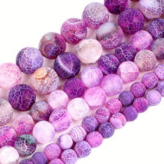 Purple Frost Cracked Dragon Veins Agates Beads 4-12mm