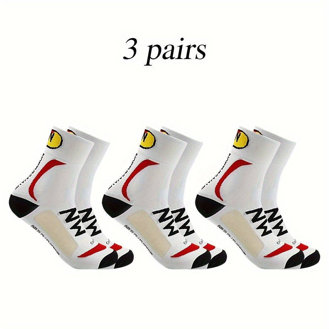Men's Creative Pattern Sport Socks, 3 Pairs
