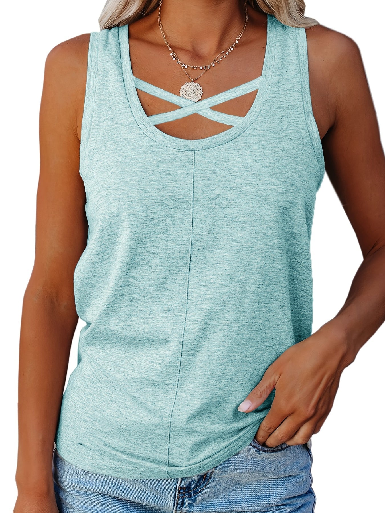 Loose Fit Crew Neck Tank Top