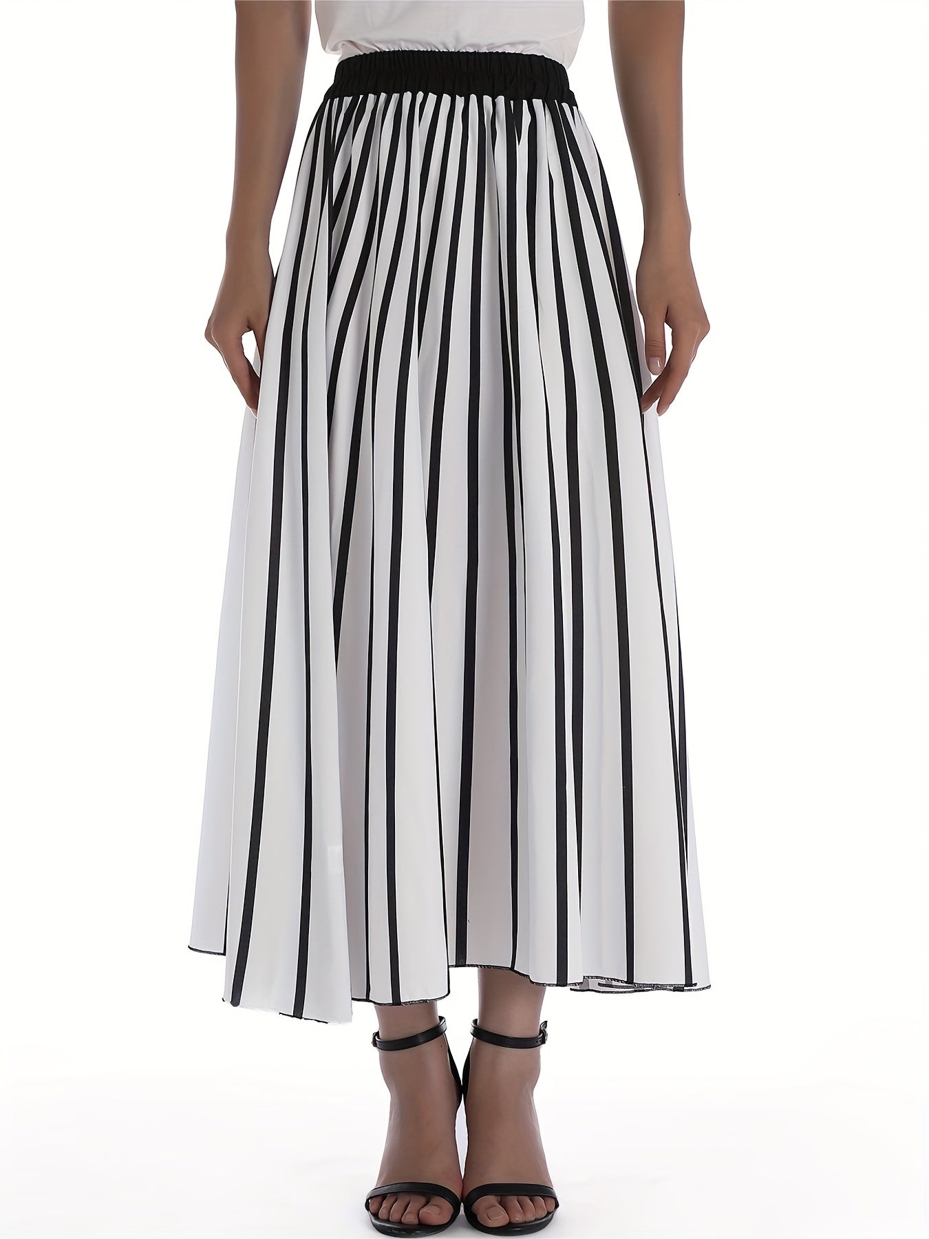 Striped Print Skirts Casual High Waist Versatile Skirts Women's Clothing