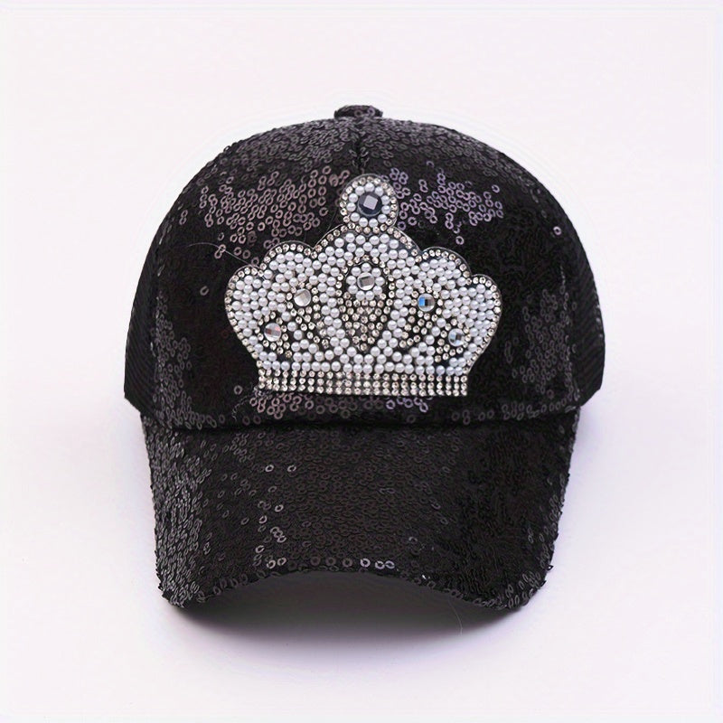 Kids Sequins Crown Princess Baseball Cap Mesh Breathable Sun Protection Hat
