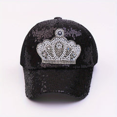 Kids Sequins Crown Princess Baseball Cap Mesh Breathable Sun Protection Hat