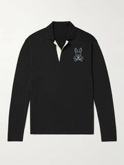 Rabbit Skull Pattern Knit Polo Shirt Men's Casual Lapel Sweater