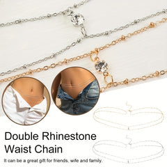 Crystal Decor Double Layer Waist Chain for Women
