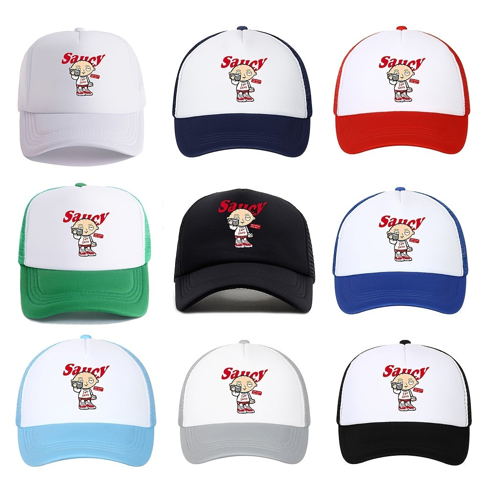 Sunshade Adjustable Baseball Cap with Cartoon Embroidery
