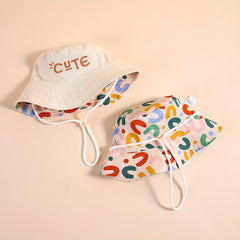Fisherman Hat Letter Embroidery Breathable Sun Protection Bucket Hat