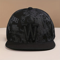 Classic Punk Hip Hop Baseball Cap Flat Brimmed Hat 100% Cotton Snapback