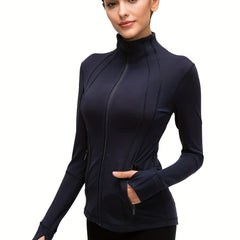 Women's Slim Fit Thermal Sports Track Jacket Full Zip Running Jacket