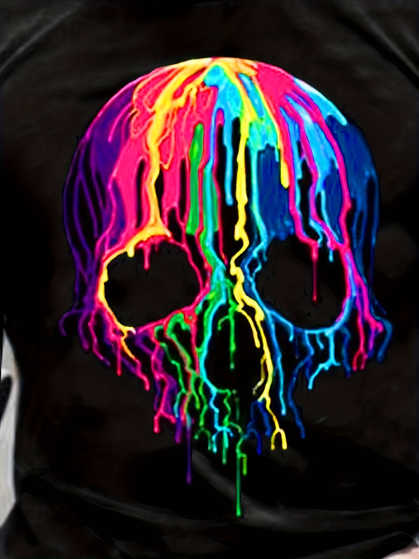 Colorful Skull Print Men's Graphic Round Neck T shirt Pullover