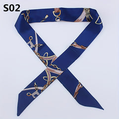 Satin Twilly Scarf Silk Hair Ribbon Neckerchief Skinny Scarf