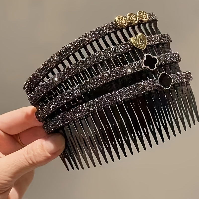 Happy Face Flowers Heart Decor Hair Comb Rhinestone Headwear