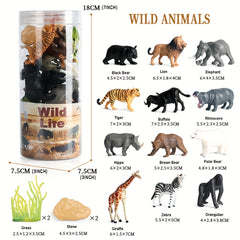 12pcs Mini Wild Animal Set Action Figures Collection Kid Toy