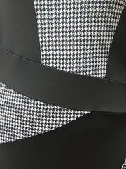 Colorblock Houndstooth Print Half Sleeve Dress