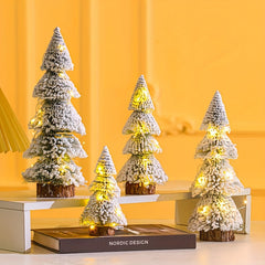Tower Shaped Flocked Cedar Tree Tabletop Christmas Tree Decorations