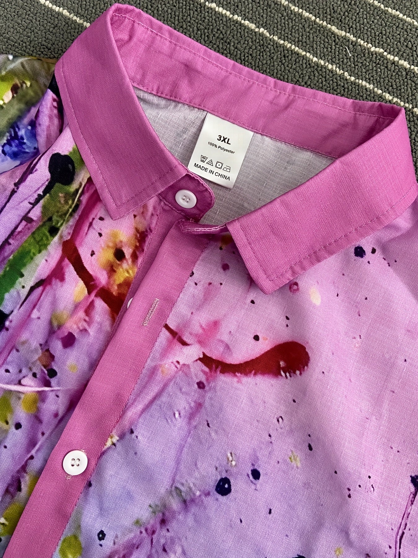 Art Style Splash Print Men's Casual Long Sleeve Shirt