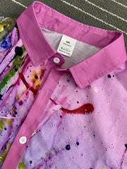 Art Style Splash Print Men's Casual Long Sleeve Shirt