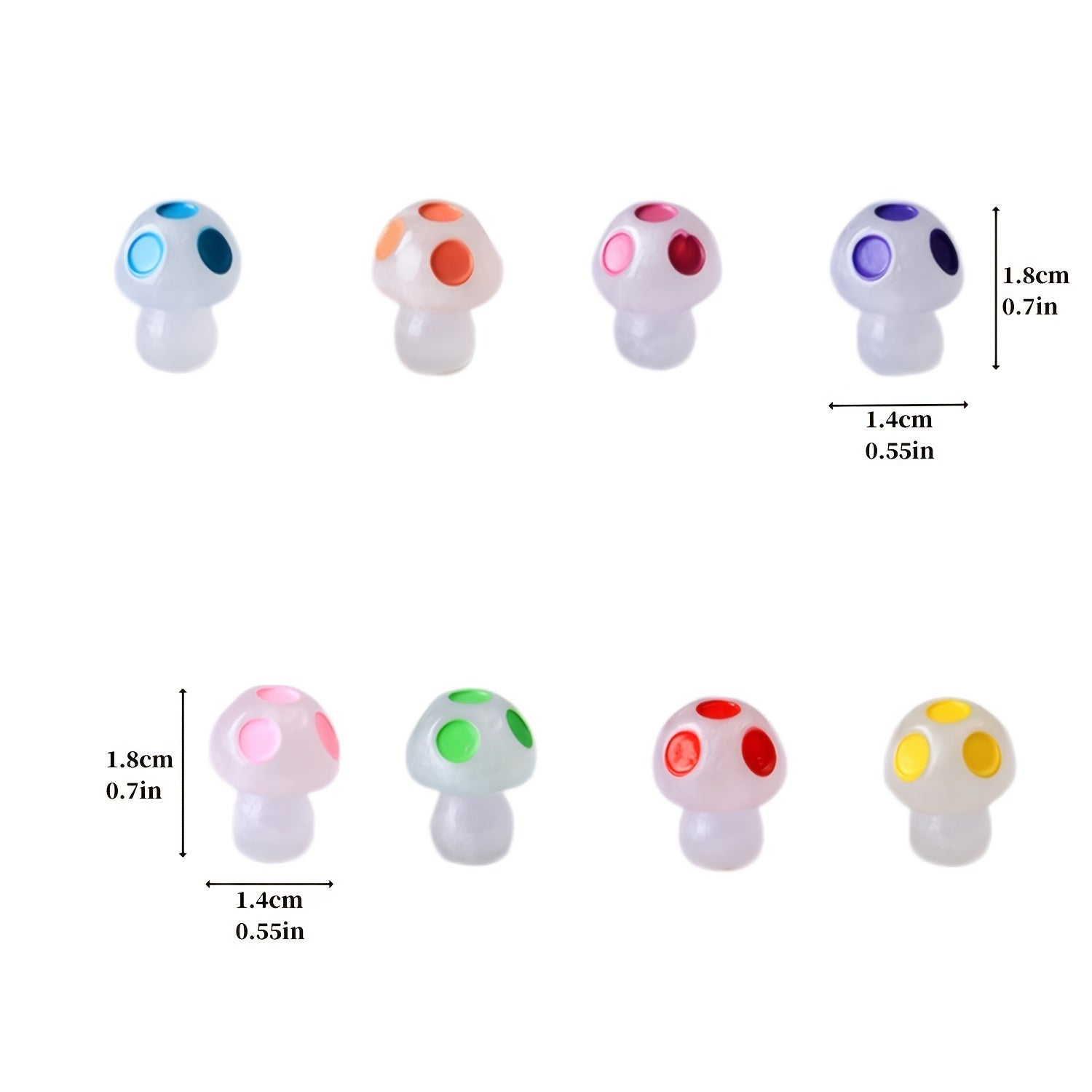 8pcs Mini Luminous Mushrooms Halloween Ornaments Garden Decor