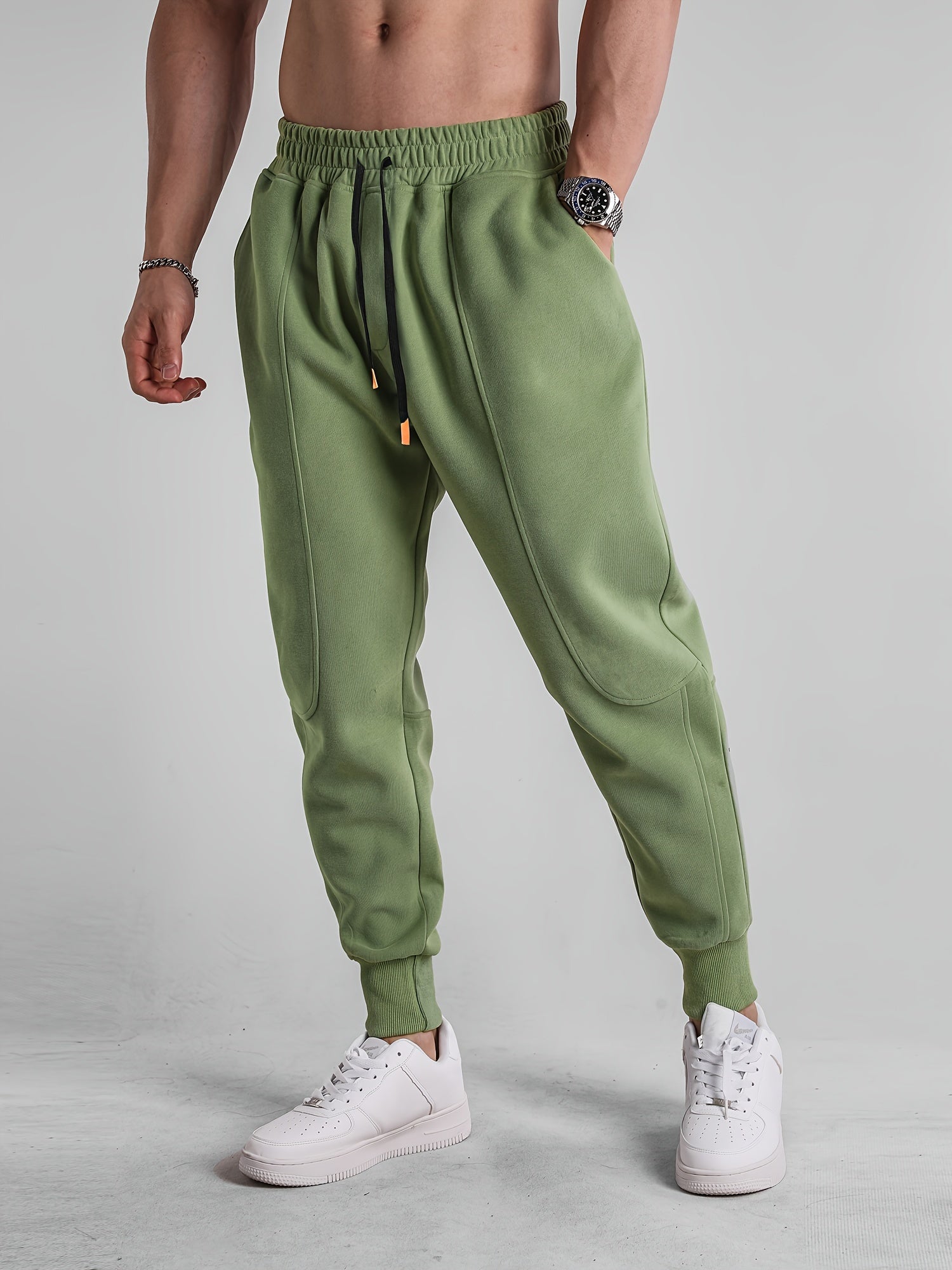 Men's Drawstring Solid Sweatpants Warm Casual Jogger Pants