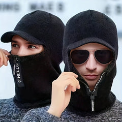 Thick Knitted Fishing Hat with Face Cover for Cycling