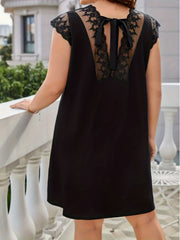 Lace Cap Sleeve Round Neck Mini Dress