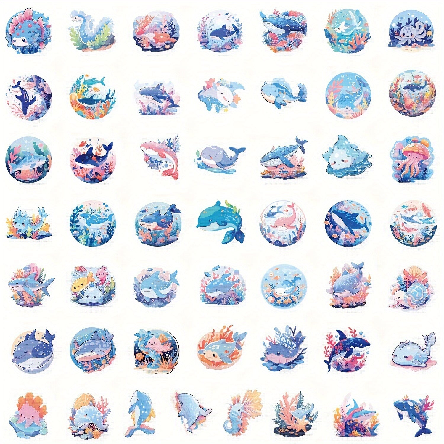 50pcs Cartoon Marine Life Graffiti Stickers DIY Stickers