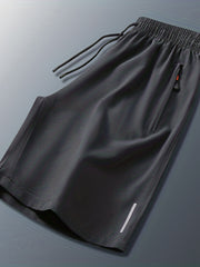 Men's Breathable Shorts With Zipper Pockets Drawstring Elastic Waist