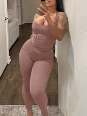 Casual 2pc Set Tank Top & Slim Pants Outfit