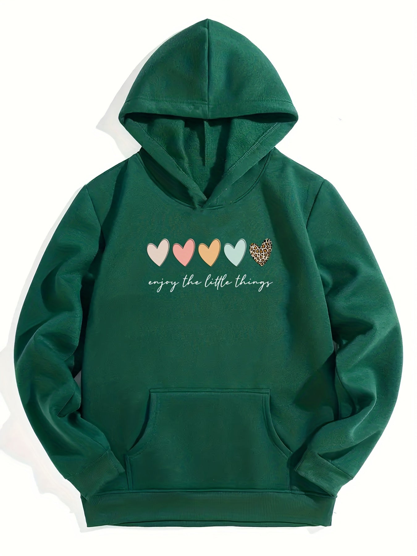 Girls Colorful Hearts Print Hooded Sweatshirt Top
