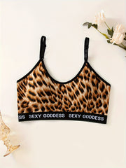 3 Pcs Leopard Print Wireless Bra Stretch Push Up Everyday Lingerie
