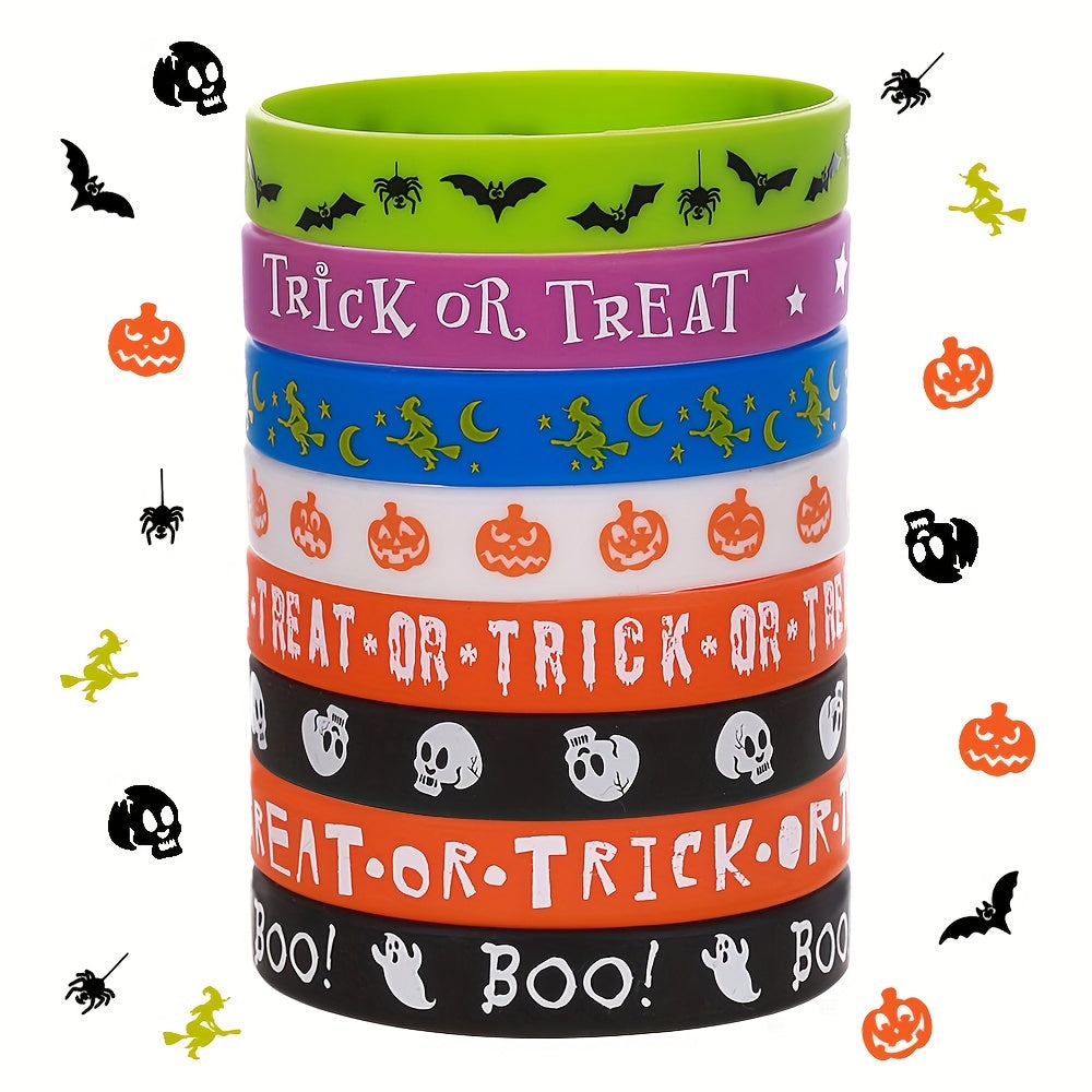 Halloween Party Silicone Bracelet 8pcs Set Trick Or Treat Holiday Carnival