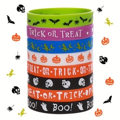 Halloween Party Silicone Bracelet 8pcs Set Trick Or Treat Holiday Carnival