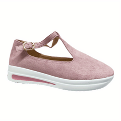 Women's T-Strap Wedge Shoes - Casual & Comfortable Platform Sneakers