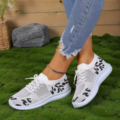 Women's Knit Sneakers Lace-Up Shoes Lightweight Running Shoes