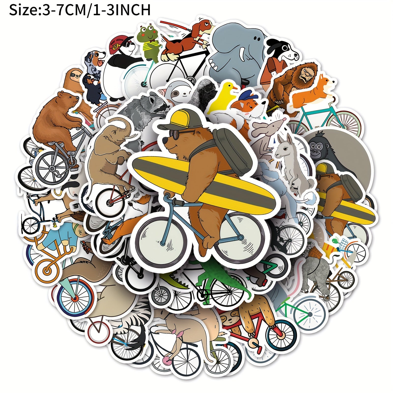 50pcs Animal Bicycle Series Stickers for Laptop Helmet Water Cup
