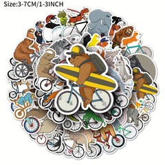 50pcs Animal Bicycle Series Stickers for Laptop Helmet Water Cup