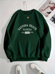 Letter Print Crew Neck Sweatshirt for Women