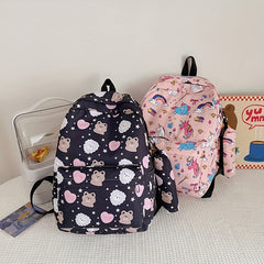 Cartoon Unicorn Bear Flower Backpack with Pen Bag for Kids