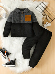 Boys Block Sweater & Sweatpants Set for Kids