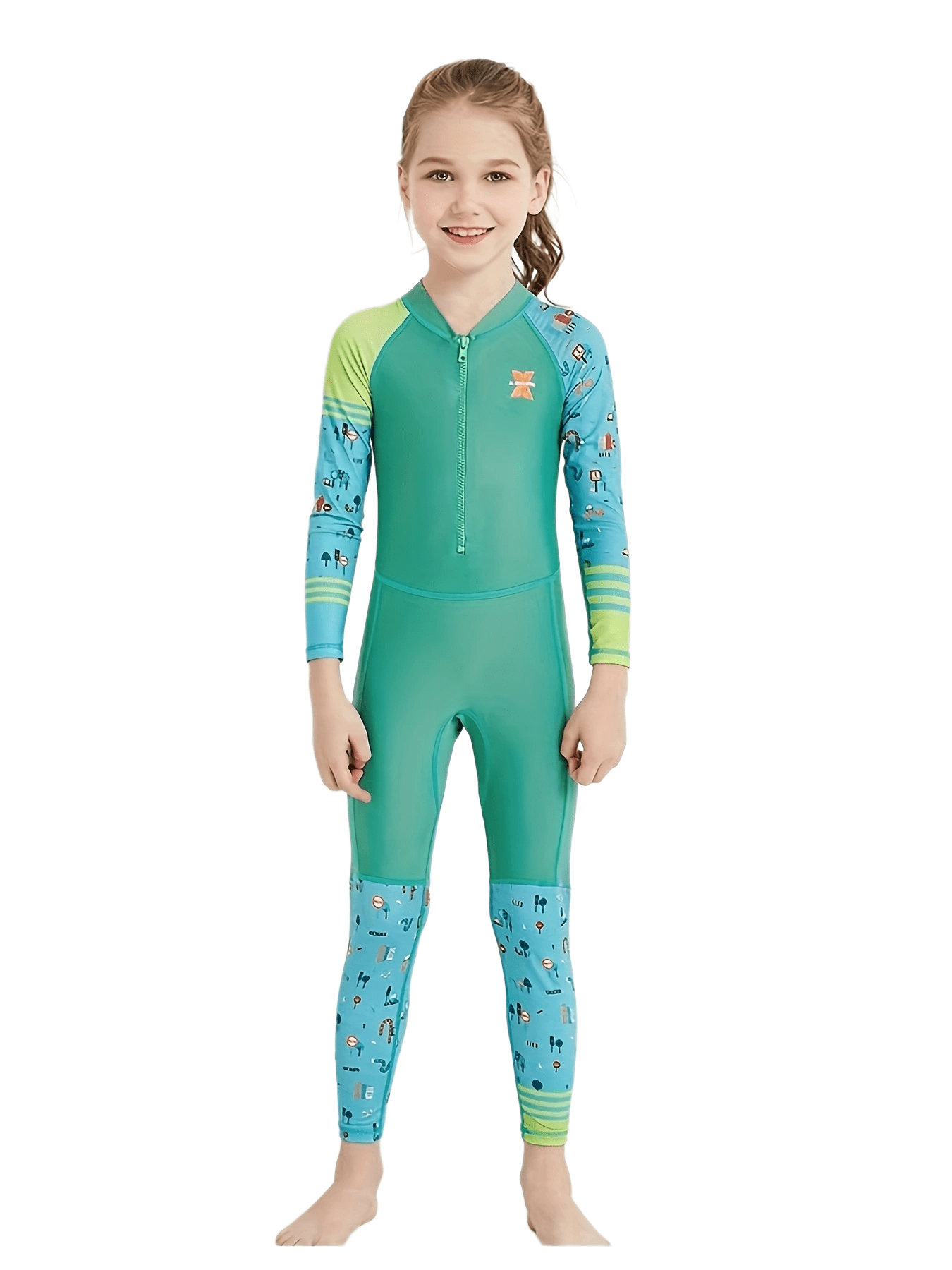 Girl's Clash One piece Swimsuit Long Sleeve Surfing Suit