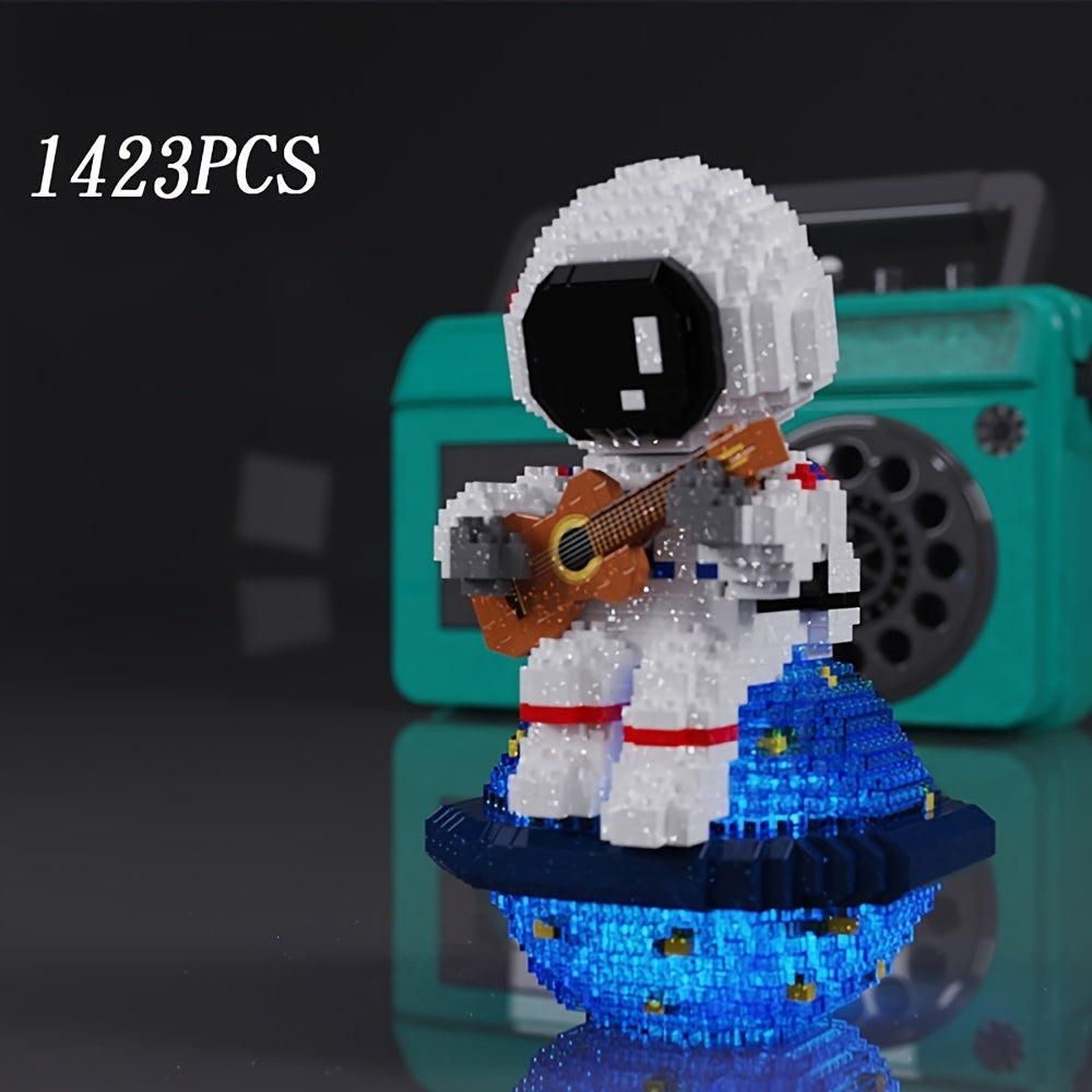 Guitar Astronaut Building Blocks Toy - Educational Desktop Ornament