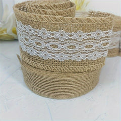 Burlap Decorative Ribbon Jute Woven Webbing Lace Linen Roll