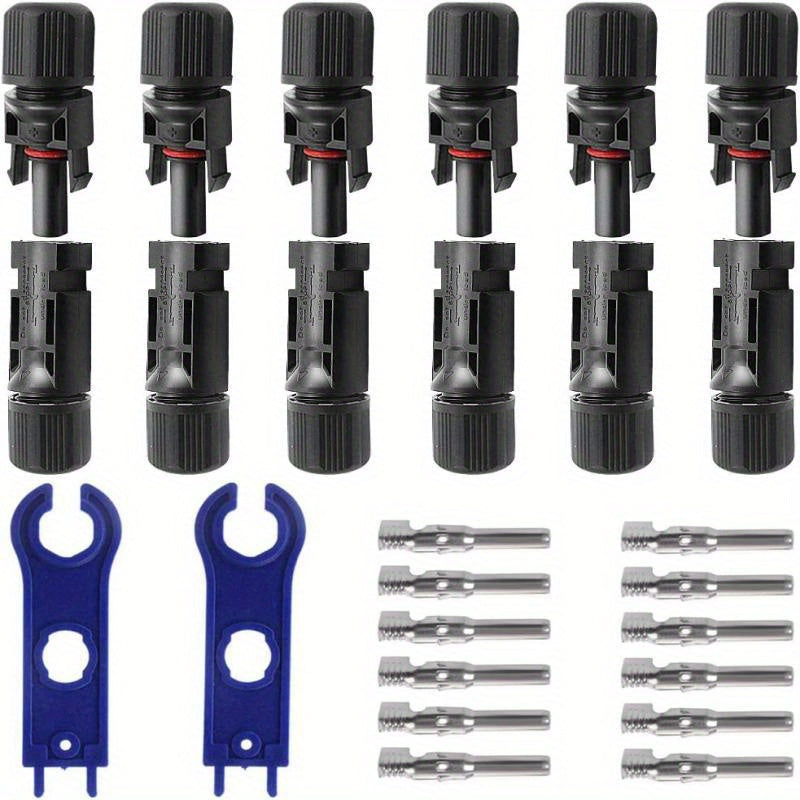 6 Pairs MC4 Waterproof Solar Panel Cable Connectors