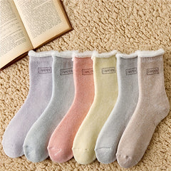 6 Pairs Letter Print Socks Comfy & Warm Mid Tube Socks Women's Stockings