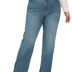 Washed Button Fly Wide Leg Jeans