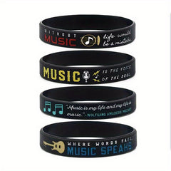 Musical Element Silicone Bracelet With Note & Instrument Pattern Rubber