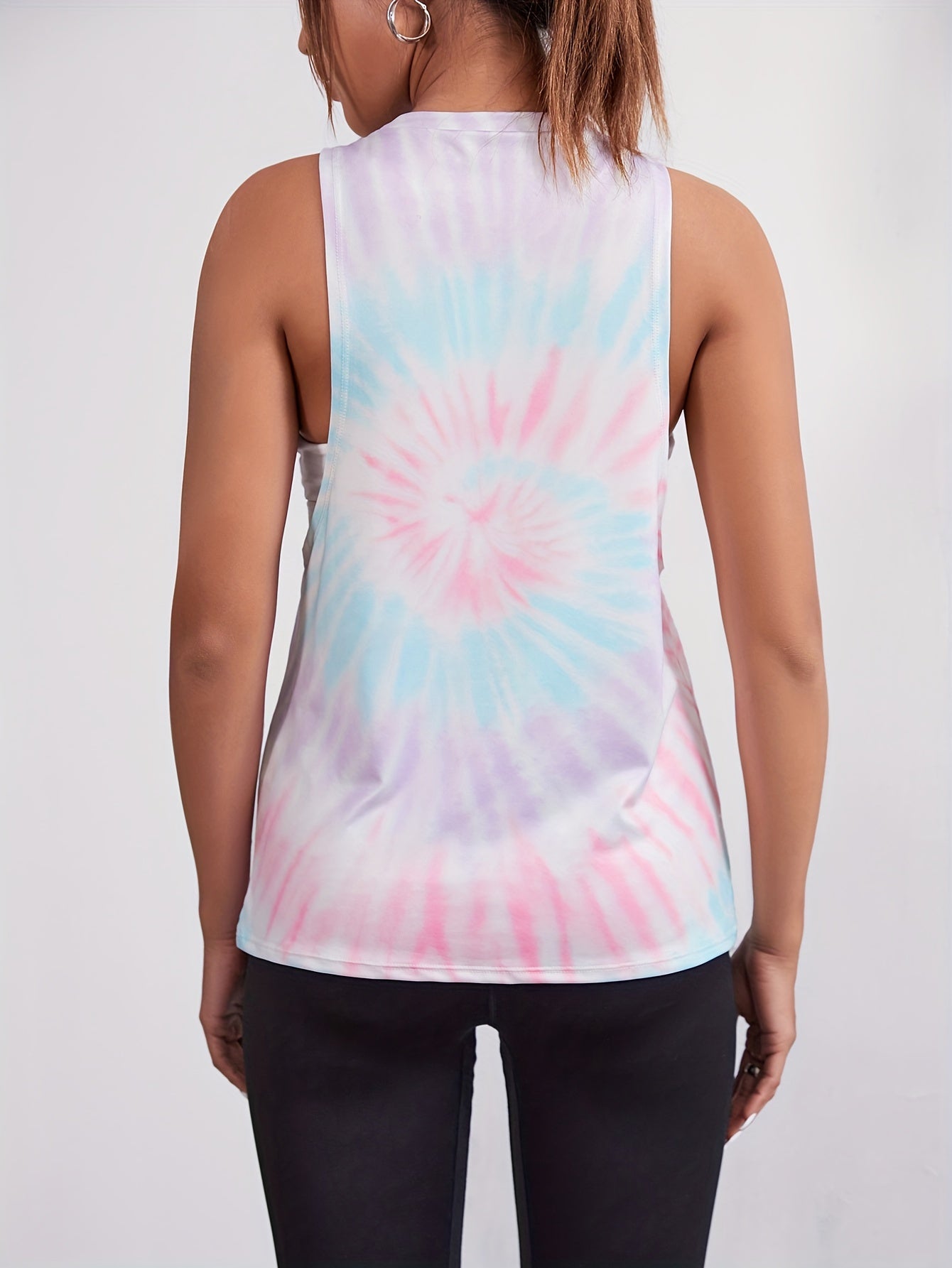 Tie Dye Sports Tank Top Casual Loose Sleeveless Summer Tops