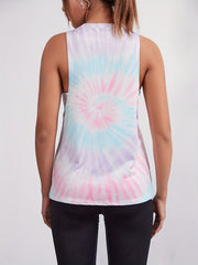Tie Dye Sports Tank Top Casual Loose Sleeveless Summer Tops