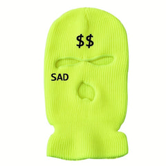 Winter Warm Knit Ski Mask Embroidery Windproof Balaclava Mask
